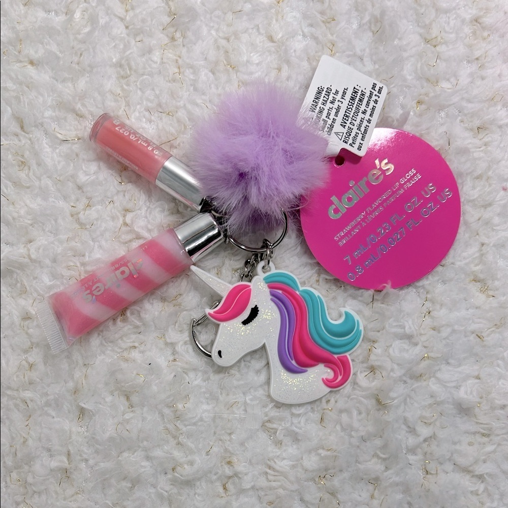 Claire's Unicorn Keychain with Pink and Blue‎ Accents